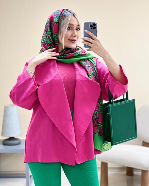 مانتو لینن جلوباز زنانه کد 15235