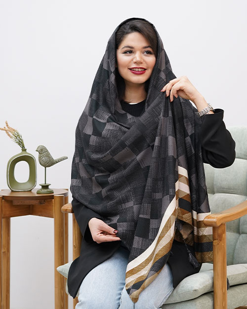شال بهاره زنانه طرح لوزی کد 15335