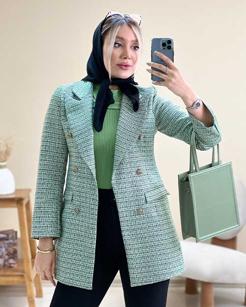 کت جلوباز یقه انگلیسی زنانه کد 15435