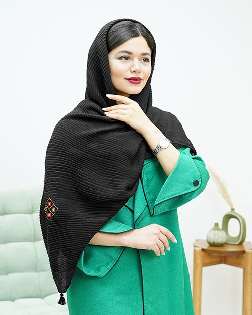 شال پلیسه مشکی کد 15648