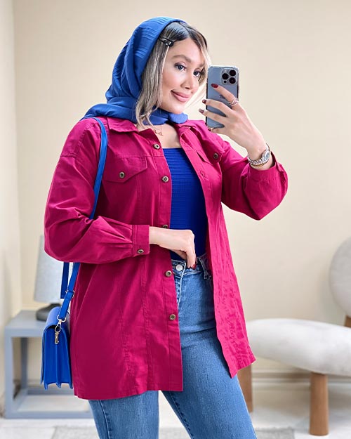 مانتو لینن دو جیب بهاری کد 15833