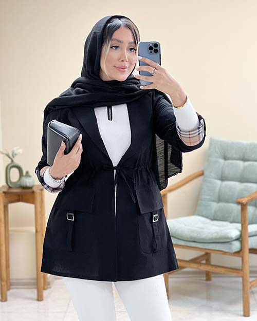 مانتو یقه انگلیسی آستین پاکتی کد 16417