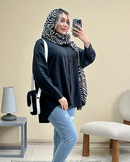 مانتو کوتاه یقه مردانه کد 15660