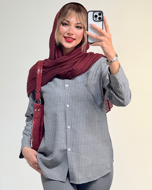 شومیز راه راه یقه مردانه کد 18985