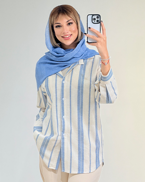 شومیز راه راه تک جیب کد 19105