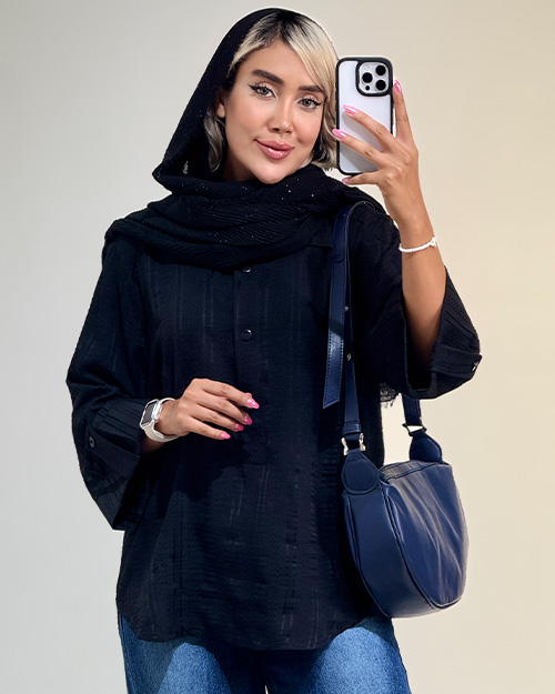شومیز جلوبسته آستین بندی کد 19363