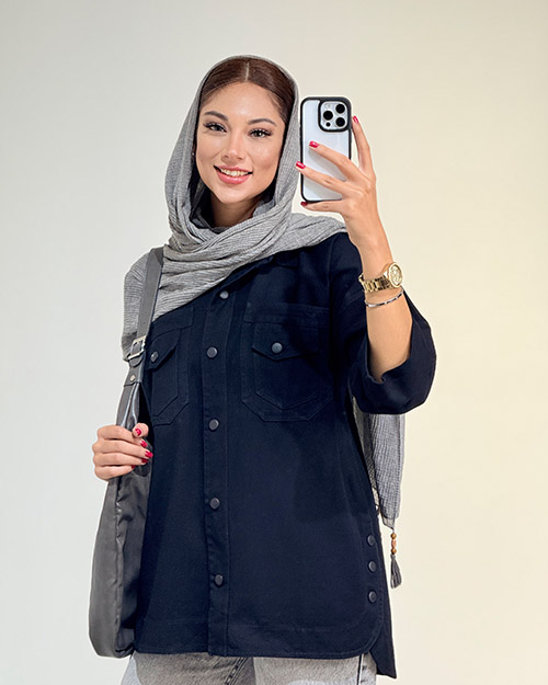 مانتو کتان بغل دکمه کد 19656