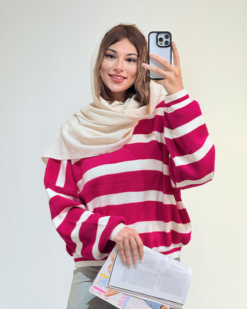 بافت یقه گرد راه راه کد 19712