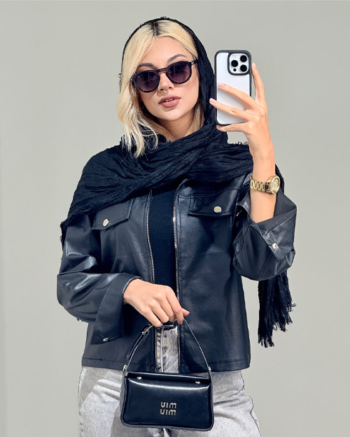 کراپ کت چرم کد 19939