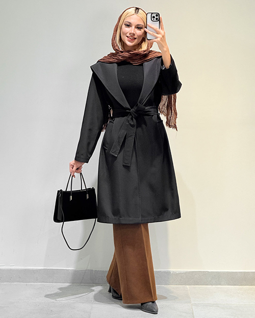 بارانی بلند کلاهدار کد 19922