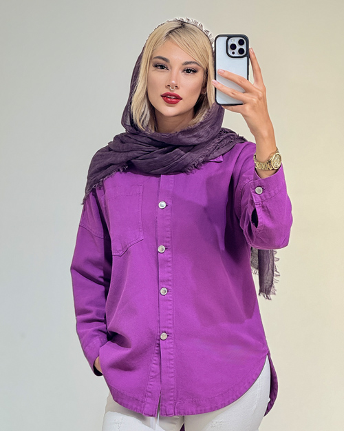 شومیز کتان جیب دار کد 19785