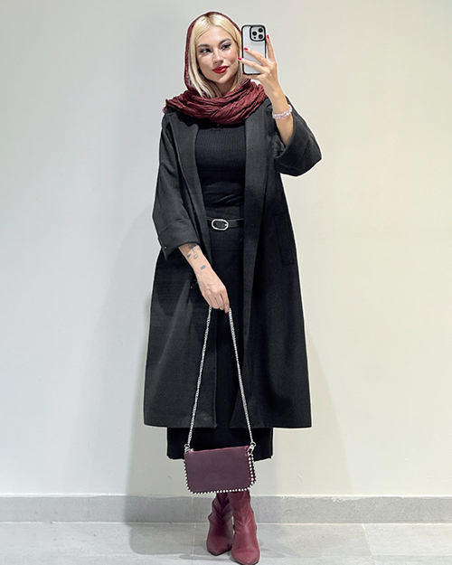 پالتو بلند آستین پاکتی کد 20077