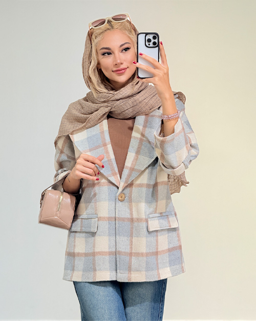 پالتو فوتر چهارخونه کد 20043