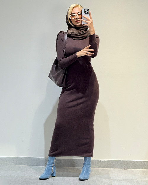 پیراهن ماکسی یقه اسکی کد 20105