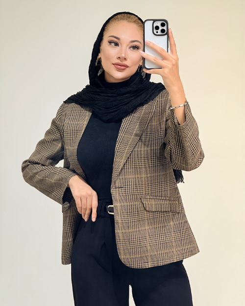 کت یقه بلیزر چهارخونه تولیدایواز کد 19804