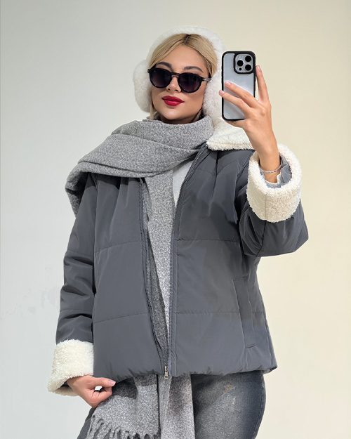 کاپشن یقه تدی