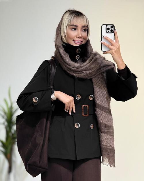 ترنچ کت یقه برشکا کد 20335