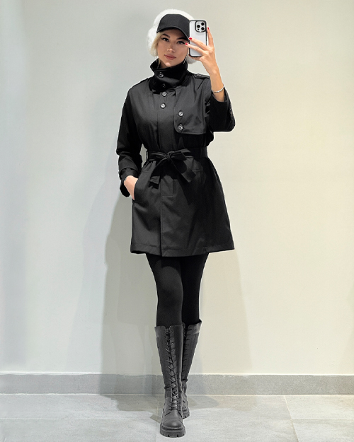 بارانی بلند یقه برشکا کد 20352