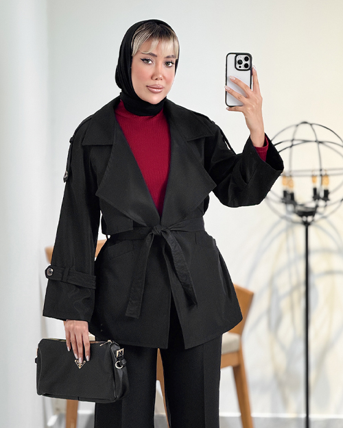 بارانی کمربند دار تولید ایواز کد 19338