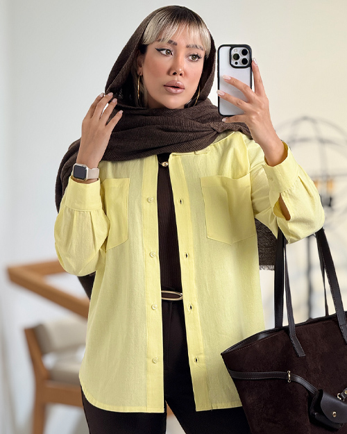 شومیز لینن دو جیب کد 20499