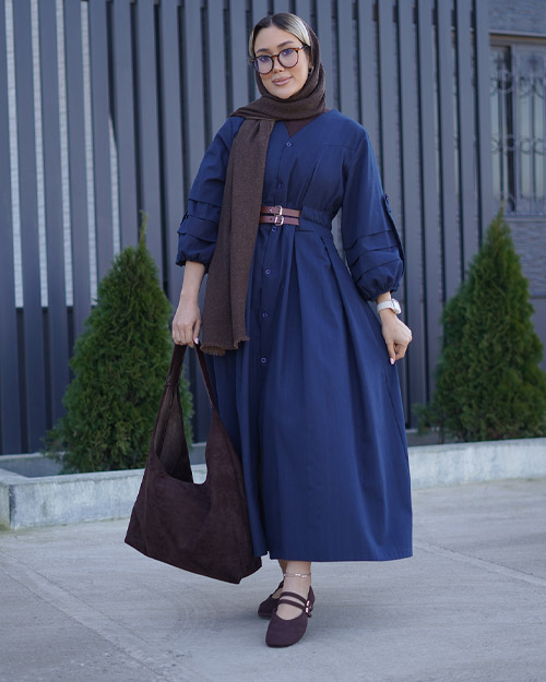 پیراهن کتان آستین پاگون کد 20571