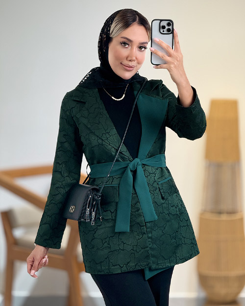 کت یقه ترکیبی ژاکارد کد 20567
