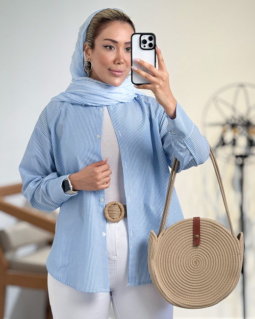 شومیز راه راه یقه مردانه کد 20715 