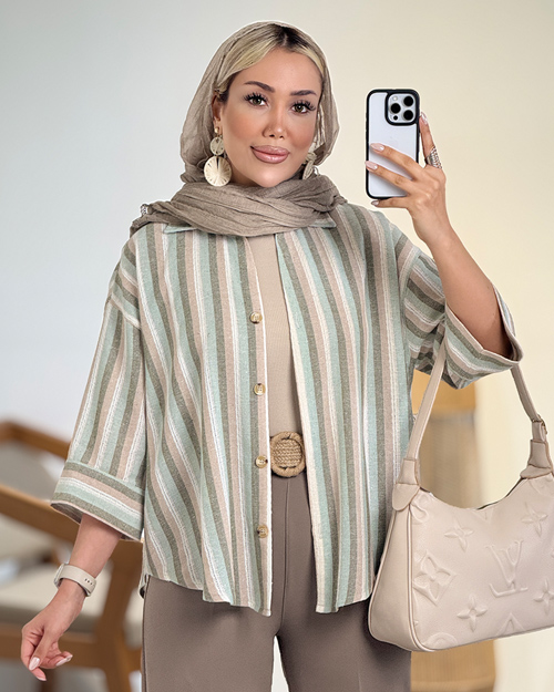 شومیز لینن راه راه کد 20724 