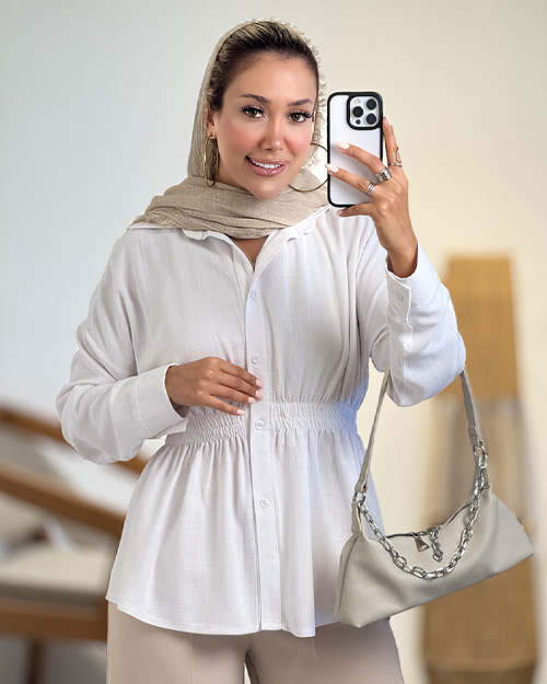 شومیز عروسکی لینن زارا کد 20921 