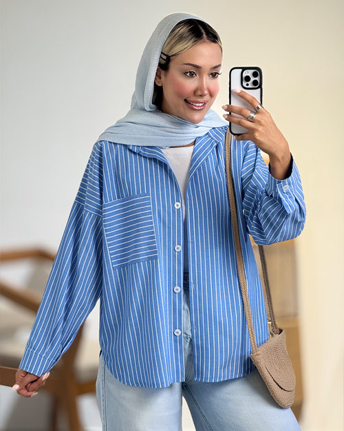 شومیز راه راه پایین هلال کد 21039 