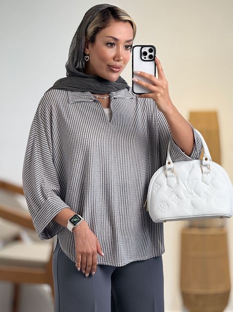 شومیز یقه هفت نخی کد 20802