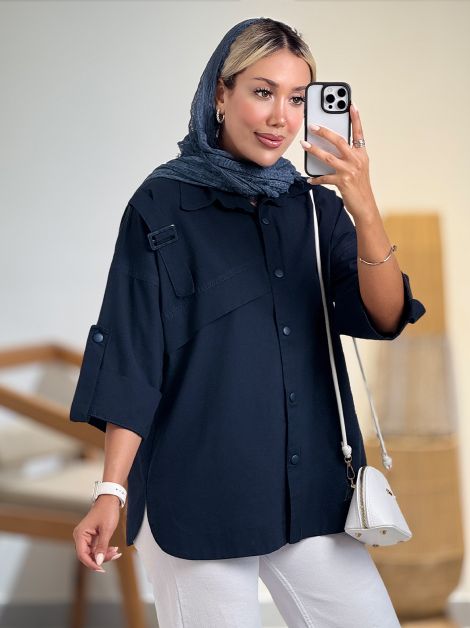 شومیز لینن سگک دار کد 20946