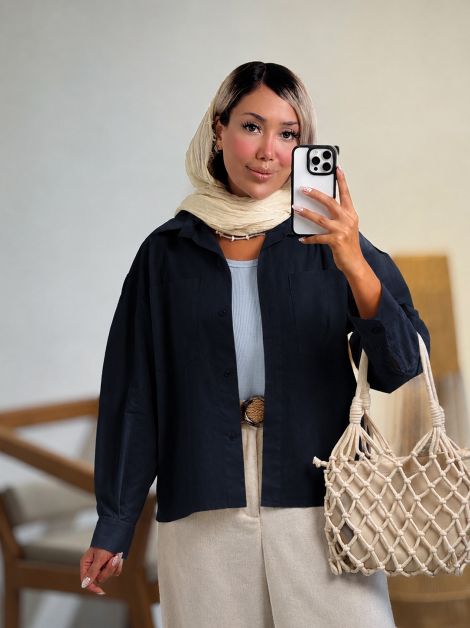 شومیز لینن رنگی بیسیک کد 21165