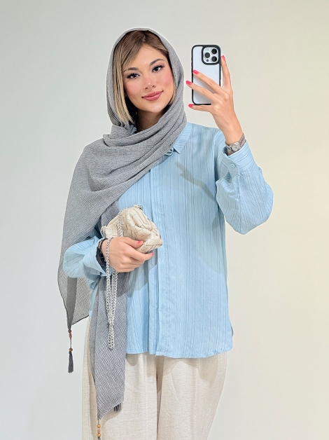 شومیز یقه مردانه دکمه مخفی کد 19045