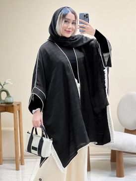 مدل مانتو عبایی مشکی زنانه