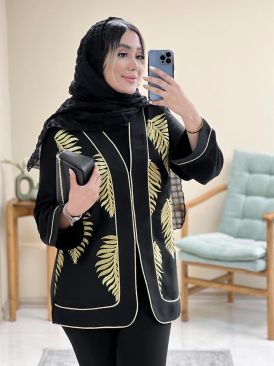 مانتو مزونی مشکی کوتاه