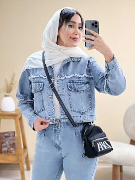 کت جین کراپ یقه مردانه