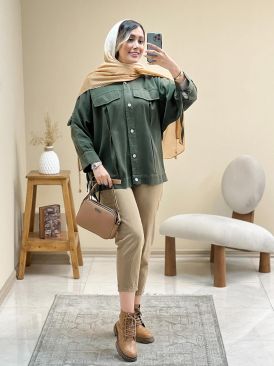 مانتو کتان آستین بندی کد 16553