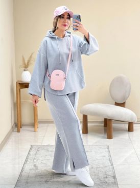 ست هودی و شلوار دخترانه کلاهدار کد 16541
