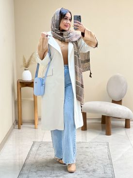 بارانی بلند کلاهدار زنانه