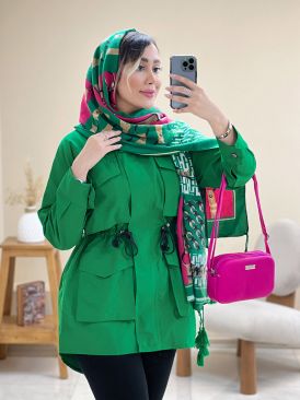 بارانی کتان یقه ایستاده دخترانه
