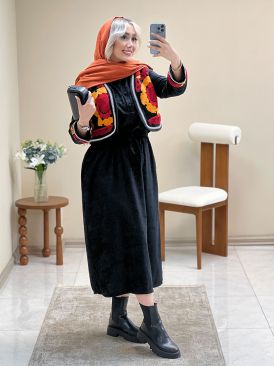 مانتو مخمل دو تیکه پاییزه کد 16890