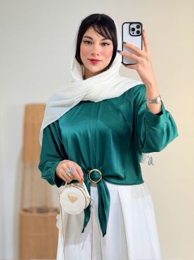 شومیز ساتن جلو گره ایی کد 18591