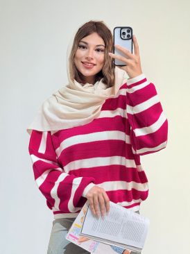 بافت یقه گرد راه راه کد 19712