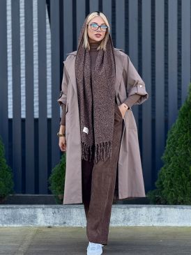 بارانی کمرگتر کلاهدار کد 19946