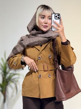 ترنچ کت یقه برشکا کد 20335 