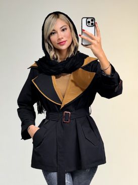 بارانی یقه دو رنگ کد 20336