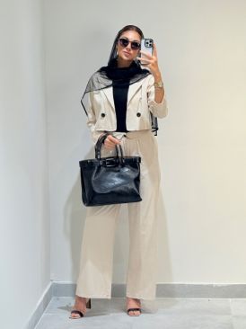 ست کراپ و شلوار لینن کد 19345