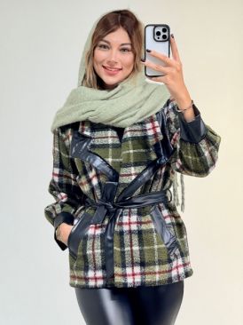 تصویر کت ترکیبی کمردار کد 19634