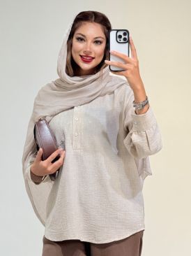 شومیز جلو بسته تک جیب کد 19387